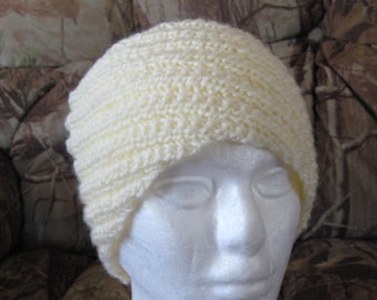 Aran color Reversible Spiral Rib Headband/Earwarmer - Adult size - Hand Knitted