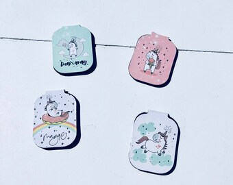 Set of 4 magnetic bookmarks unicorns (MB01)