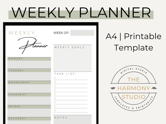 Weekly Planner Printable to Do List Weekly Schedule Weekly | Etsy