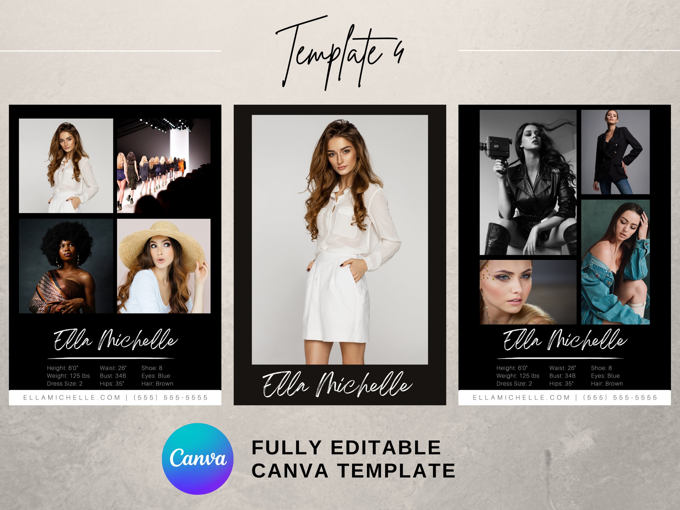 COMP CARD TEMPLATE Bundle | Instant Download | Model Comp Card Template