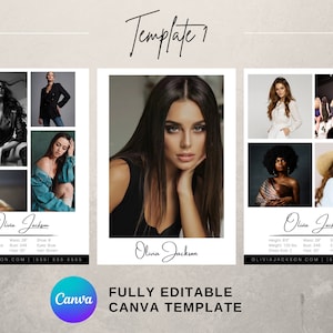 COMP CARD TEMPLATE Bundle | Instant Download | Model Comp Card Template ...