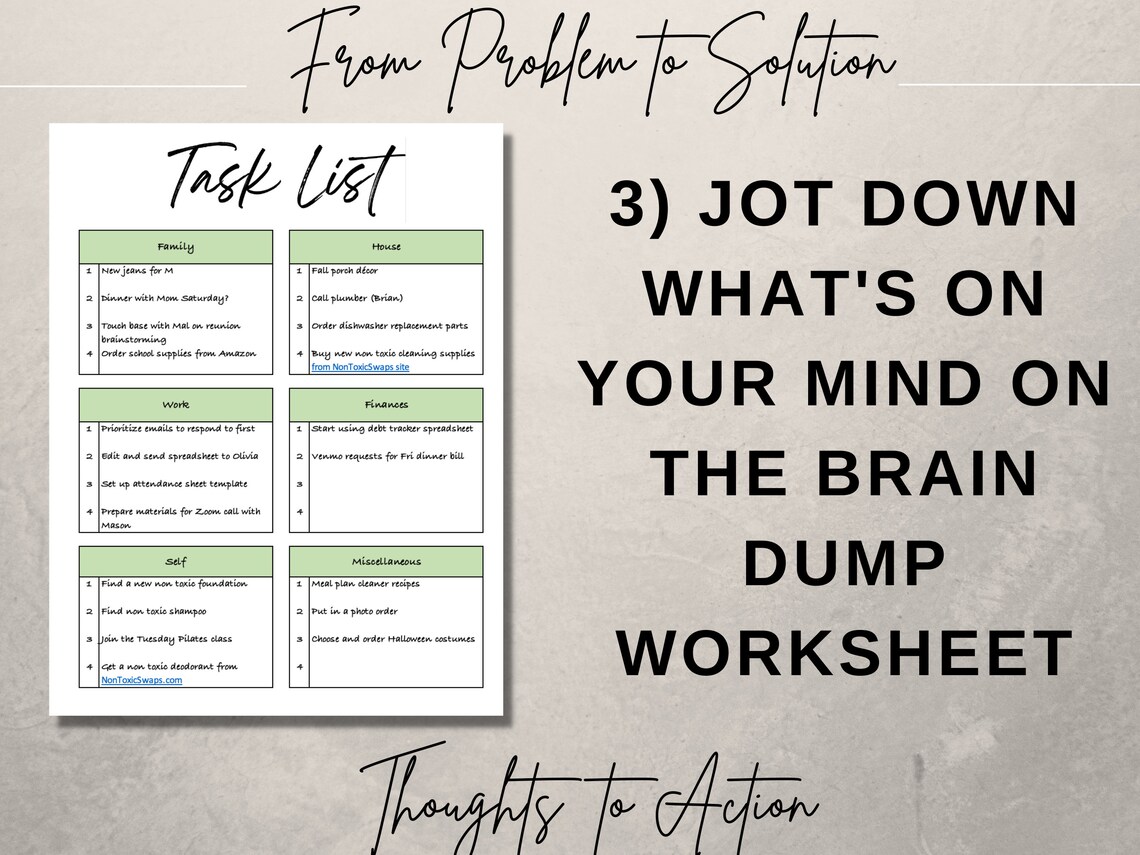 BRAIN DUMP PRINTABLE Template | Thought Organizer, Excel Tempate, Word ...