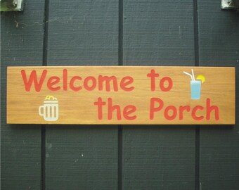 Welcome to the Porch Sign Simulated Gunstock Wood Ceramic Tile