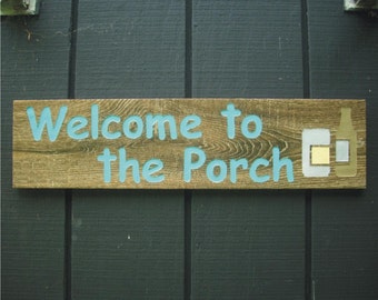 Welcome to the Porch Sign Simulated Driftwood Grain Ceramic Tile