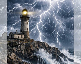 Lighthouse Storm Printable Art