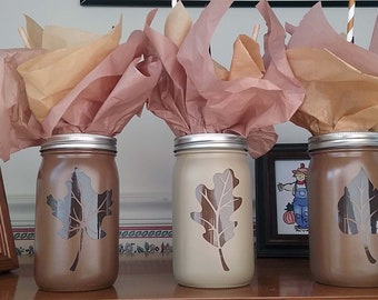 Thanksgiving Holiday Themed Mason Jars Centerpiece Display