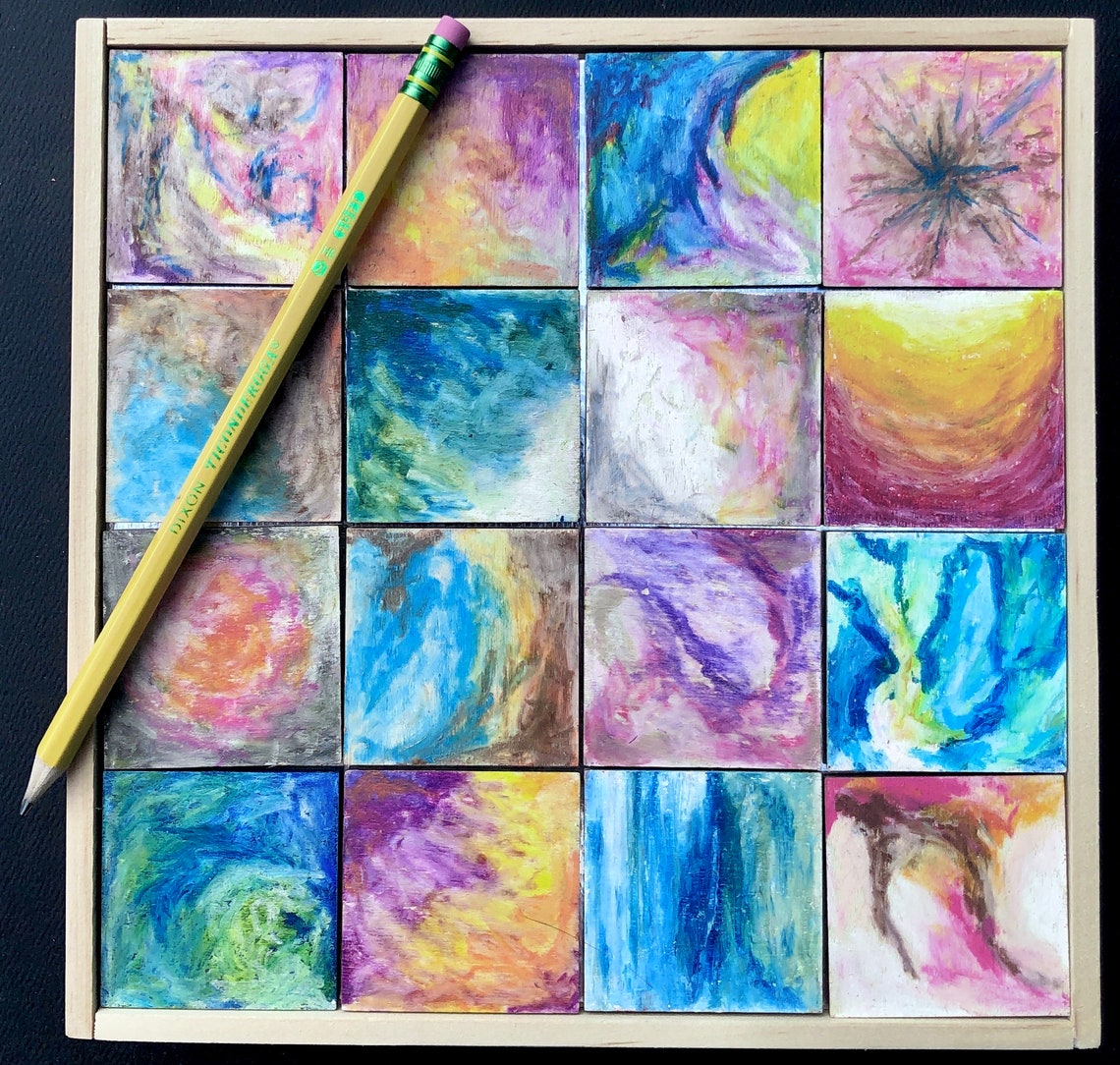 Modules abstraits Huile Pastel Drawing 5 Etsy