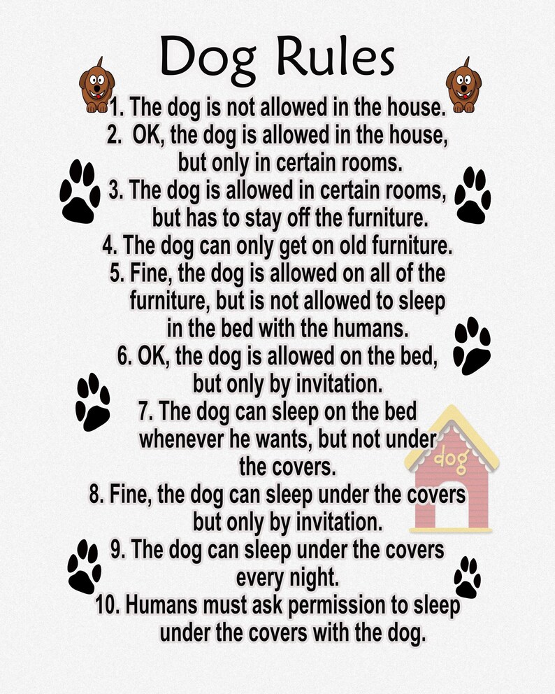 Dog Rules 8 X 10 Art Print Etsy