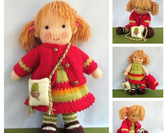 Little Nellie Nutkins - knitted toy doll knitting pattern - Instant Digital Download - PDF