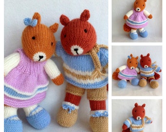 HEATHER and BRACKEN - knitted squirrel knitting pattern - Instant Digital Download - PDF