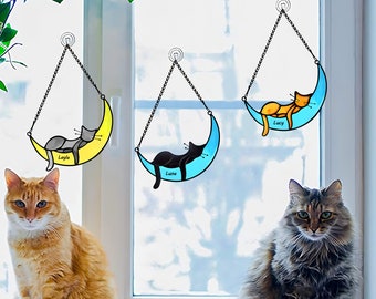 Personalized Cat Memorial Suncatcher| Loving Gift For Pet Loss Owners, Cat Mom, Cat Dad, Cat Lover Gift, Pet Memorial Gift, Loss of cat