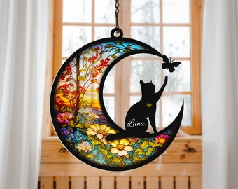 Loss of Pet Sympathy Gift| Cat Memorial Suncatcher| Loving Gift For Pet Loss Owners, Cat Mom, Cat Dad, Cat Lover Gift, Pet Memorial Gift