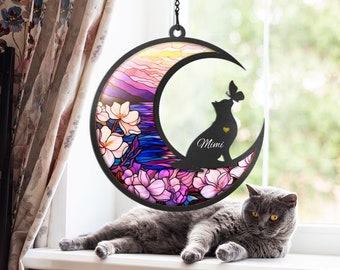 Personalized Pet Memorial Suncatcher| Loving Gift For Pet Loss Owners, Cat Mom, Cat Dad, Cat Lover Gift, Pet Memorial Gift, Loss of Cat