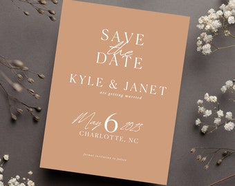 Printable Save the Date, Modern Minimalist Save the Date, Custom Save the Date, Digital Invitation, Wedding Printables