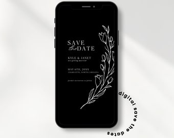 Digital Save the Date, Modern Minimalist Save the Date, Custom Save the Date, Digital Invitation, Wedding Printables, Floral Save the Date