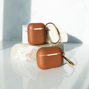 Terracotta Airpod Case, Slim Protective Airpod Case with Gold Hook Keyring, Airpod Pro Case, Airpod 1+2 Generation Case