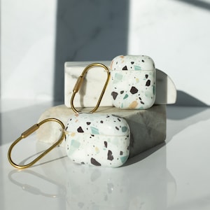 Terrazzo Airpod Cases, Slim Protective Hard Shell Airpod Case with Keychain, Airpod Pro Case, Airpod 1+2 Generation Case