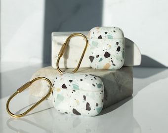 Etui Terrazzo Airpod, smukłe, twarde etui ochronne na Airpod z brelokiem, etui Airpod Pro, etui na Airpody generacji 1 i 2