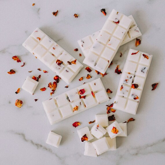 Rose Petal Wax Melt Snap Bars, Strong Wax Tart Melts, Soy Blend Wax Melts, Wax Melt Cubes