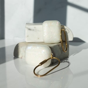 Estuche de Airpod blanco perla, Estuche Airpod Pro, Llavero de estuche Airpod, Estuche Airpod, Estuche Airpod 1+2 Generación