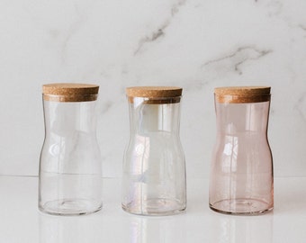 Glass Carafe 24oz, Clear Carafe, Bedside Carafe, Wide Mouth Carafe, Housewarming Gift