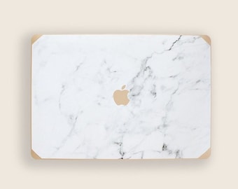 Gold and Logo White Marble Macbook Case, Hard Marble Case, White Marble Mac, Air 13, Pro 13 15 16, 13 Touchbar, Pro, Retina