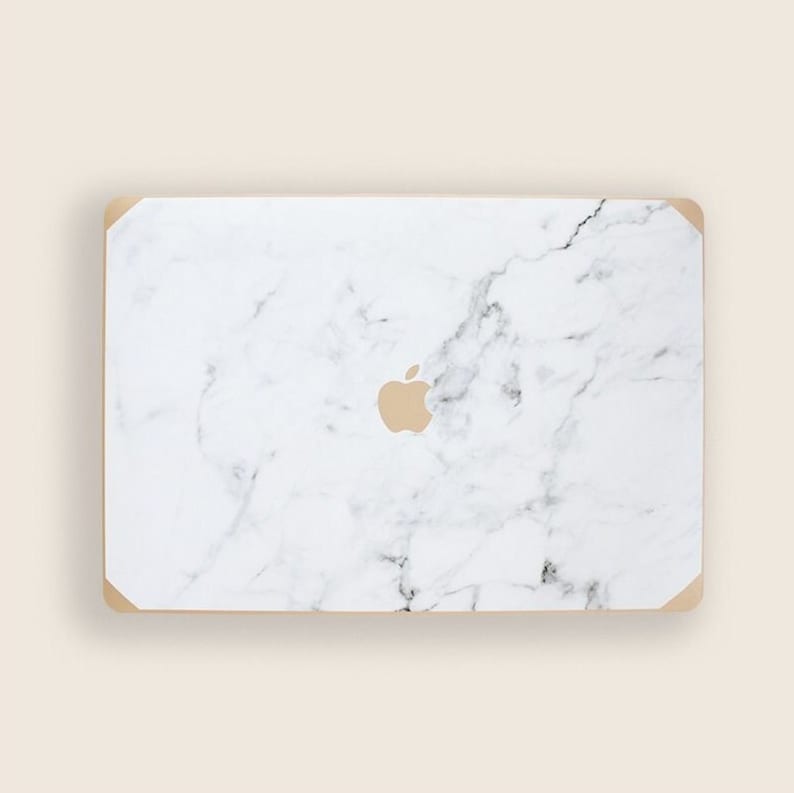 Gold and Logo White Marble MacBook Case, MacBook Case, MacBook Pro Case, MacBook Air Case, Laptop Cover, Laptop Cover image 1