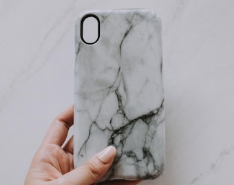 White Marble Phone Case, Double Layer, Aesthetic Phone Case, Tumblr Phone Cases For iPhone XS, XR, XS Max, 11, 11 Pro, 11 Pro Max
