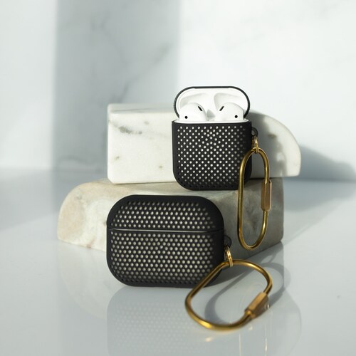 Mesh Matte Black Airpod Case Slim Protective Airpod Case With Etsy