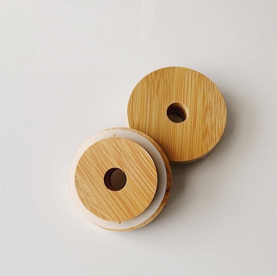 Tapa de madera de bambú, tapa de vaso, tapa de vidrio de lata