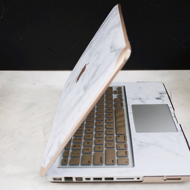 Gold and Logo White Marble MacBook Case, MacBook Case, MacBook Pro Case, MacBook Air Case, Laptop Cover, Laptop Cover image 7