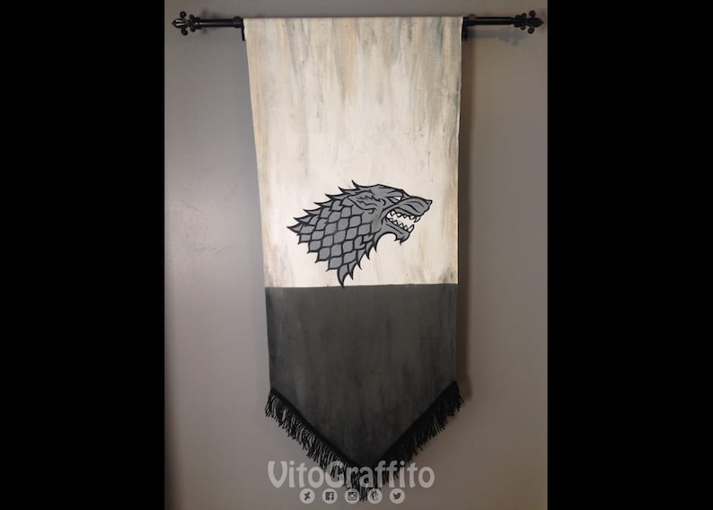 House Stark Sigil Banner Game Of Thrones Etsy