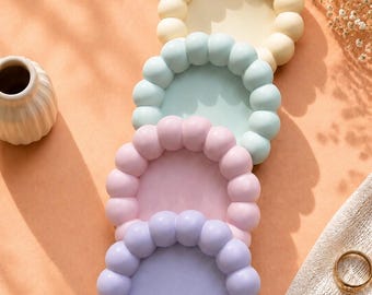 Vassoio Bubble in gesso | Porta Gioielli Artigianale | Svuotatasche Moderno Pastello | Decorazione Casa Minimal | Porta Anelli