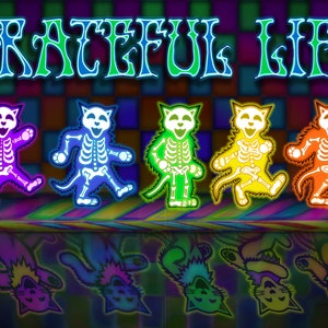Grateful Life Dancing Skeleton Cats I