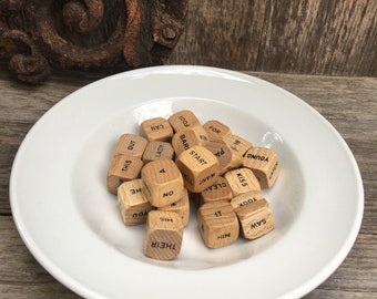 Vintage Wooden Scrabble Words Game Cubes / Craft Supply