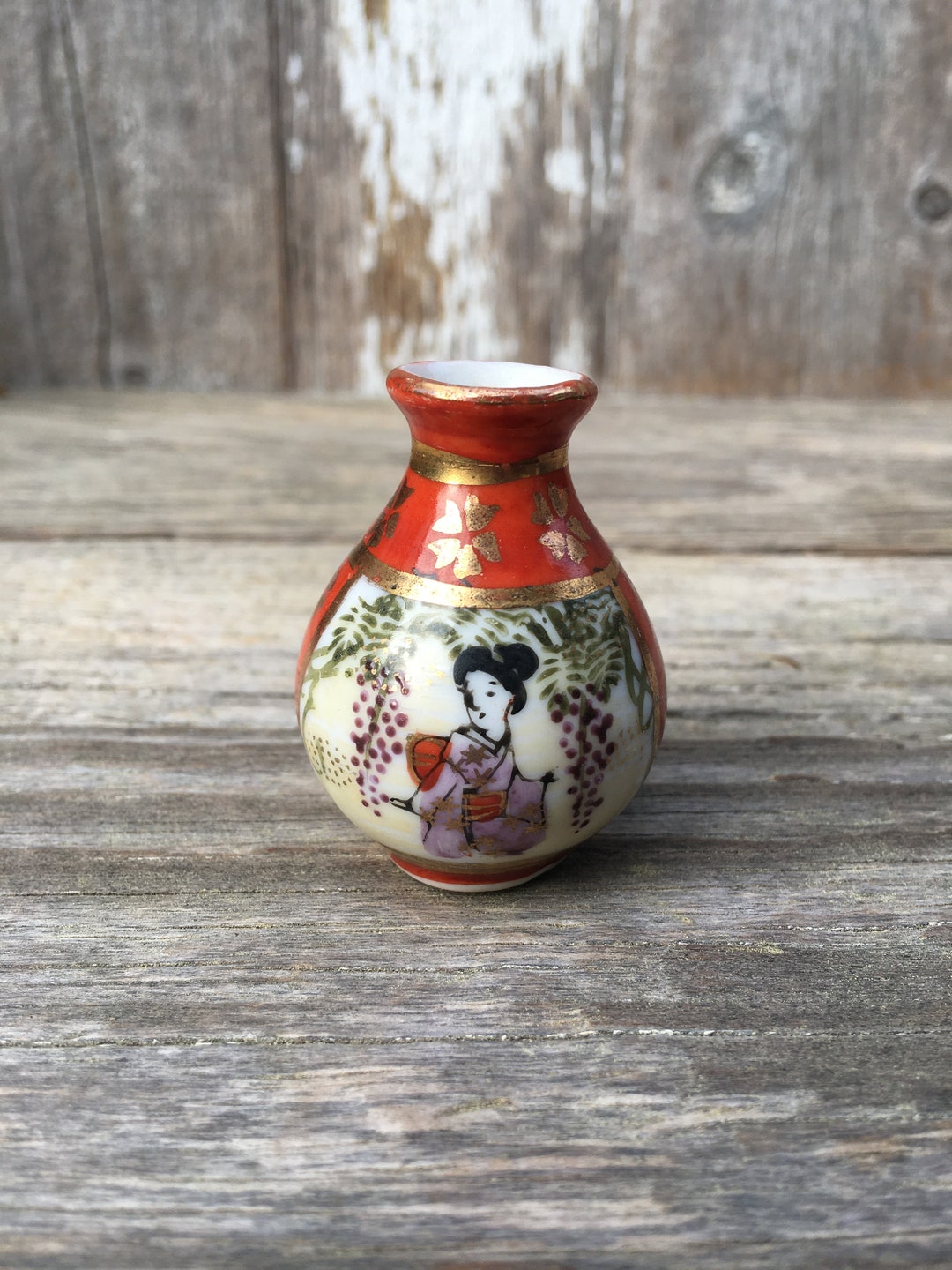 Vintage Miniature Japanese Vase Etsy