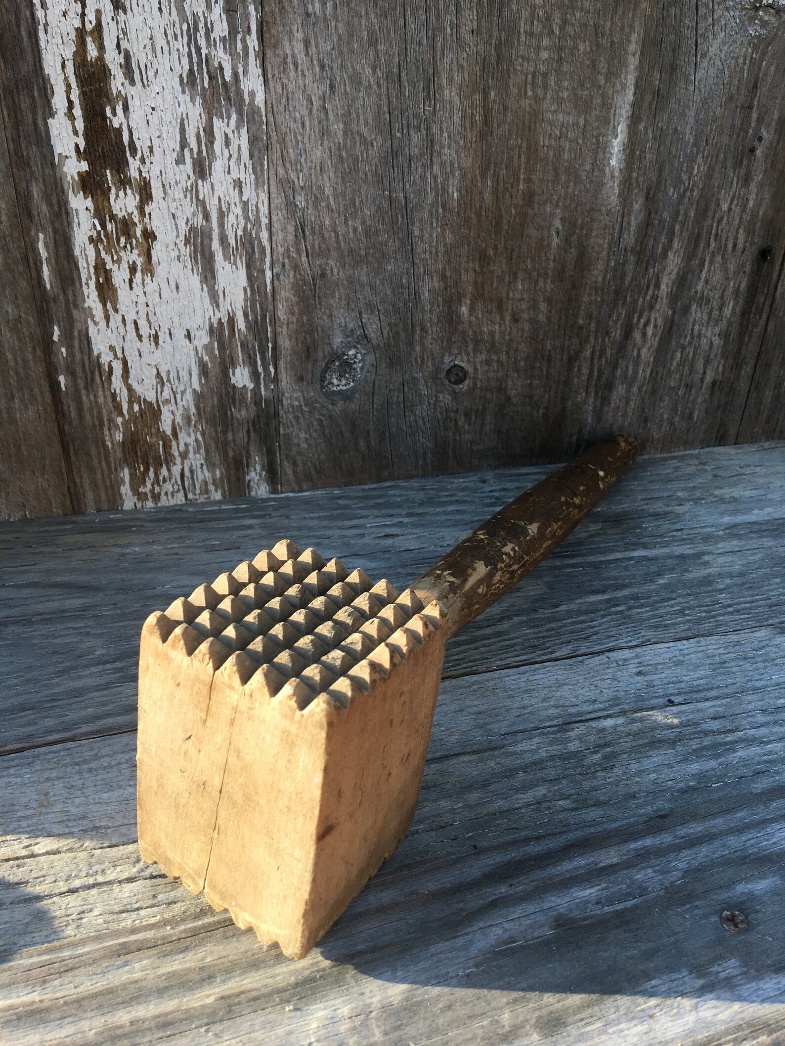 Old Wooden Meat Tenderizer Mallet Etsy