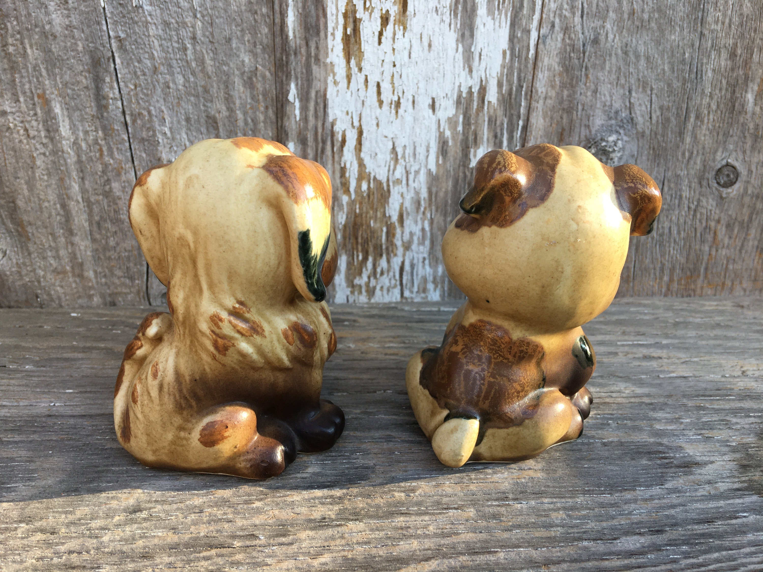 Vintage Ceramic Big Eye / Sad Eye Dog Figurines, Made in Vintage Ceramic Big Eye / Sad Eye Dog Figurines, Made in