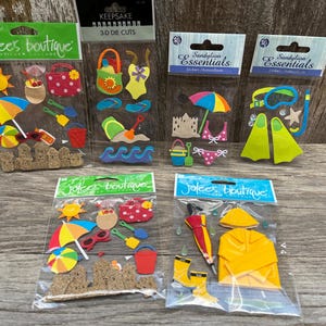 Collection of Sandylion, Jolee's Boutique, & Keepsake 3 D Summer Stickers, Beach, Swimming, Raincoat, Umbrella