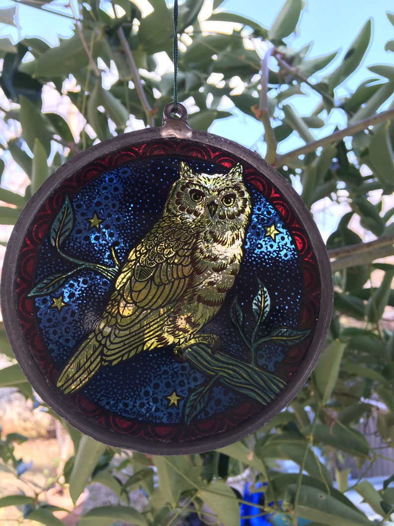 Owl Design Beautiful Glass Sun Catcher