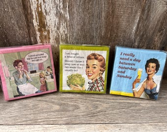 Vintage 1950's Style Humorous Cocktail / Beverage Paper Napkins