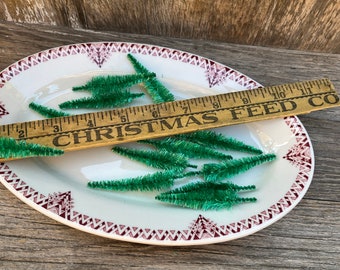 Vintage Miniature Bottle Brush Christmas Tree Picks, set of 12