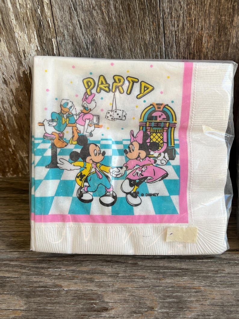 1 Package of Vintage 1980's Disney Mickey Mouse Paper Napkins, Beverage / Snack Size image 3