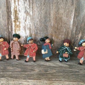 Vintage Hand Painted Wooden Girl Christmas Ornaments