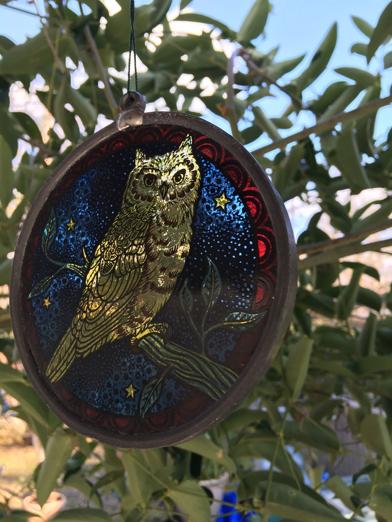 Owl Design Beautiful Glass Sun Catcher