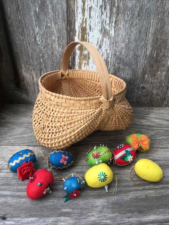 Vintage Hand Woven Egg Basket Etsy
