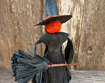 Vintage Corn Husk Halloween Witch