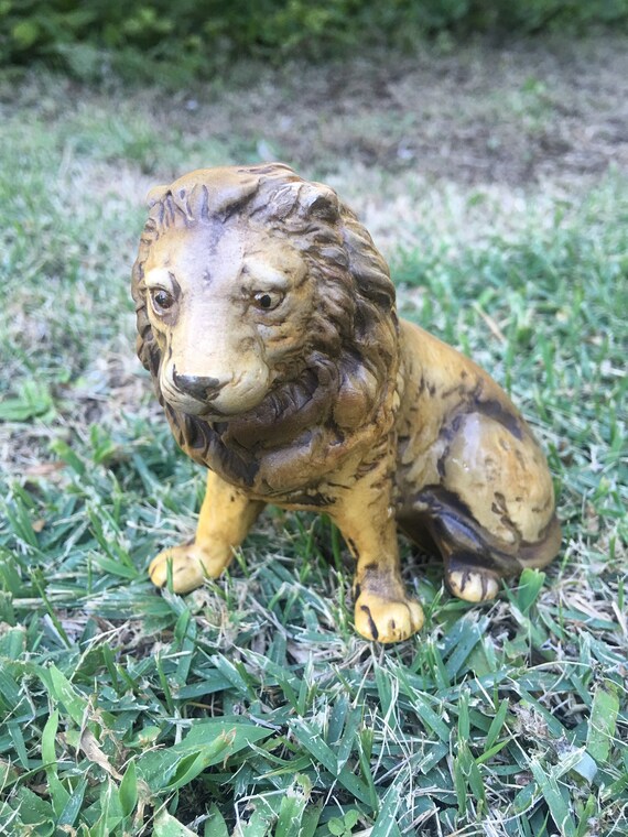 Vintage Ceramic Lion Figurine Etsy