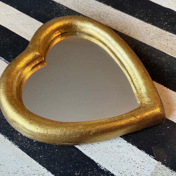 Vintage Heart Shaped Mirror, Framed and Made in Italy, Florentine