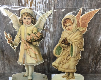 1 Large Shackman Die Cut Cardboard Angel Ornament, Christmas